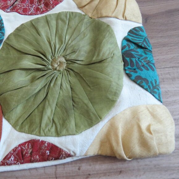 PIER 1 IMPORTS Cotton Silk Applique Patchwork Circle Decor Throw Pillow Sham - Picture 3 of 14